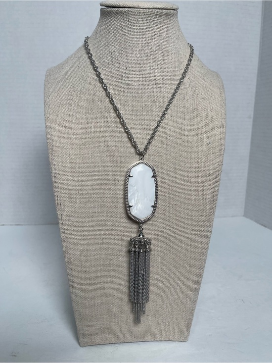 Kendra Scott Jewelry - Kendra Scott Rayne Silver White Stone Tassel Long Pendant Necklace